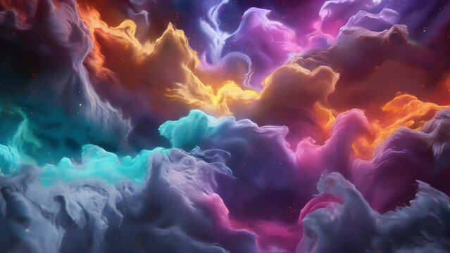 Intricately woven neon vapor waves paint the sky