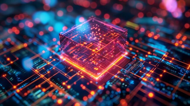 Quantum Computing Network In A Cyber City An Abstract 3d Digital Wallpaper Background.