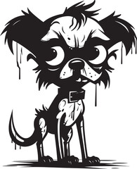 Ghoulish Zombie Creature Black Vector Logo Cryptic Creepy Pooch Black Emblem Design