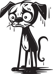 Cryptic Creepy Pooch Black Emblem Design Sinister Mutated Dog Black Vector Logo Icon