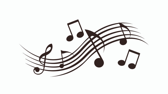 Musical note icon on white background Flat vector 