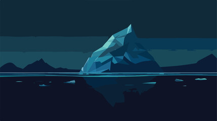 Nighttime view of an iceberg with visible underwater - obrazy, fototapety, plakaty