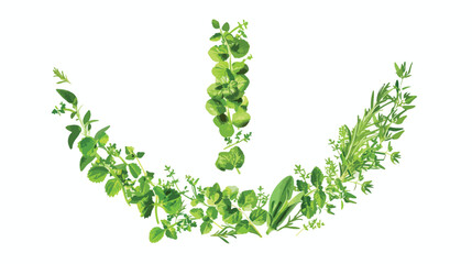 Note of exclamation in eco style made from herbs. Vector