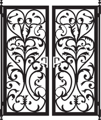 Fototapeta na wymiar Antique Garden Sanctuary Wrought Iron Bi Fold Door, Black Vector Logo Dynamic Young Street Dancer Black Vector Logo Design Icon