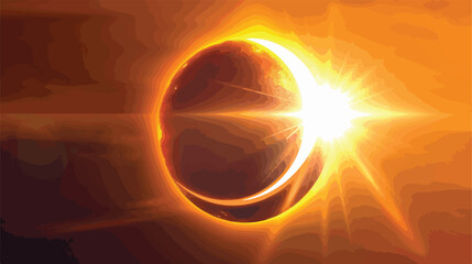Partial solar eclipse with lens flare Flat vector  - obrazy, fototapety, plakaty