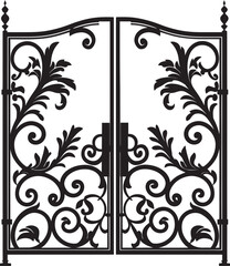 Ornate Garden Doorway Black Emblem Icon Charming Bi Fold Garden Passage Elegant Black Logo
