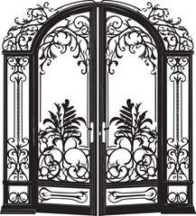 Charming Bi Fold Iron Passage Sleek Black Vector Gorgeous Garden Doorway Black Emblem Design