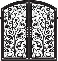 Gorgeous Garden Doorway Black Emblem Design Stylish Bi Fold Iron Gate Elegant Black Icon