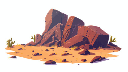 Rock stone ground nature desert flat cartoon vactor