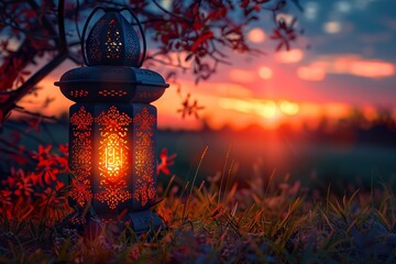 lantern at sunset