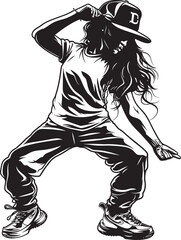Trendsetting Urban Dance Queen Black Vector Emblem Youthful Modern Street Dancer Black Logo Icon