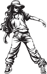 Stylish Street Dance Maven Black Logo Icon Trendy Young Urban Dancer Black Vector Design