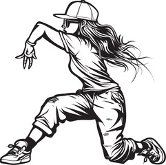 Obraz na płótnie Canvas Chic Modern Street Performer Black Vector Icon Vibrant Young Street Dancer Black Logo Design