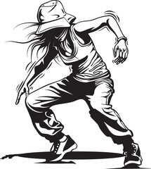 Dynamic Modern Dance Sensation Black Emblem Icon Chic Young Street Performer Black Vector Design