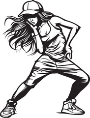 Fierce Urban Dance Prodigy Black Emblem Icon Stylish Female Hip Hop Icon Black Vector Logo