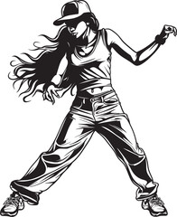 Dynamic Young Urban Performer Black Vector Icon Chic Street Dance Sensation Black Logo Design Emblem