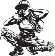 Spirited Urban Dance Sensation Black Vector Icon Energetic Modern Street Performer Black Emblem