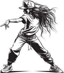 Dynamic Urban Dance Maven Black Logo Design Chic Young Street Talent Black Vector Emblem