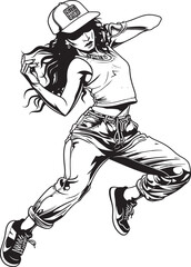 Spirited Urban Dance Maven Black Vector Emblem Energetic Modern Street Diva Black Logo Icon