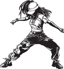 Youthful Modern Street Performer Black Logo Design Contemporary Urban Dance Dynamo Black Vector Icon