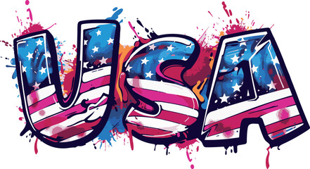 "USA" Graffiti Logo with American Flag Integration Vector Art