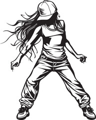 Dynamic Urban Dance Enthusiast Black Logo Design Icon Energetic Street Dance Virtuoso Black Vector Emblem