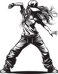 Energetic Street Dance Virtuoso Black Vector Emblem Youthful Modern Street Performer Black Logo Design