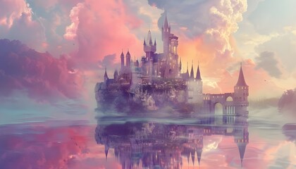 Fantasy castle in a gorgeous landscape