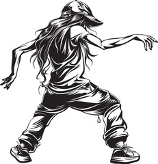 Youthful Urban Dance Maven Black Logo Icon Modern Street Dance Maverick Black Vector Logo Design
