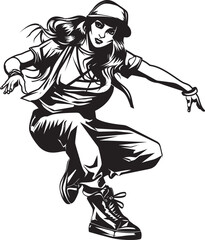 Fototapeta premium Vibrant Urban Dance Star Black Vector Design Spirited Young Street Dance Champion Black Logo Emblem