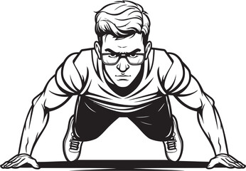 Dynamic Stamina Young Athletes Push Up Endurance Black Emblem Icon Energetic Effort Males Push Up Dedication Black Vector Logo
