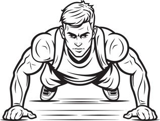 Muscle Mastery Sportive Youths Push Up Discipline Black Emblem Design Active Discipline Young Athletes Push Up Routine Black Vector Icon