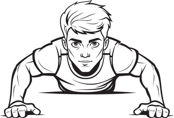 Energetic Endurance Male Athletes Push Up Journey Black Icon Emblem Muscle Mastery Young Athletes Push Up Excellence Black Vector Logo