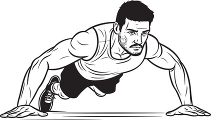 Active Achievement Males Push Up Persistence Black Vector Design Fit Focus Sportive Youths Push Up Passion Black Emblem Logo