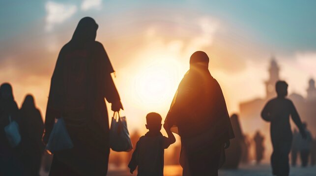 Background of Eid al-Fitr and Ramadan, illustrating the act of giving alms or charity to impoverished individuals in the Islamic tradition.
