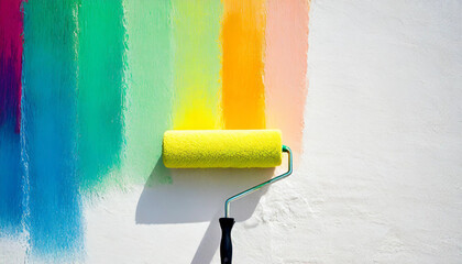 white wall, roller, paint, colorful, paint, vivid, pastel