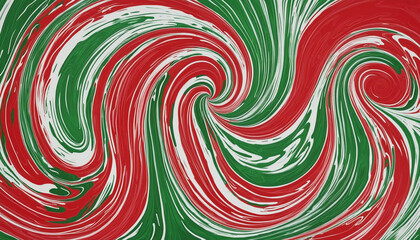 Fototapeta na wymiar Painted background with red, green and white Christmas color swirl pattern colorful background