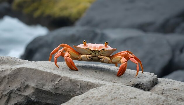 A Crab Perched On A Rocky Ledge