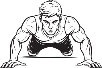 Active Male Exercising with Push Ups Black Logo Design Fit Sports Enthusiast Demonstrating Push Up Technique Black Emblem