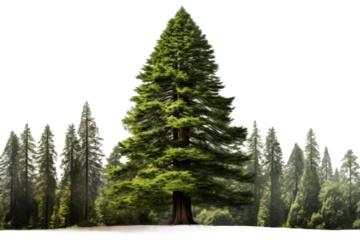 Serenity in White: A Pine Trees Winter Dance. On a White or Clear Surface PNG Transparent Background.