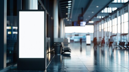 Imitation of empty illuminated panel at an air terminal.