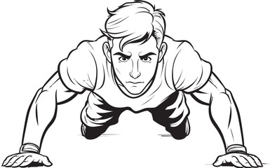 Fototapeta premium Dynamic Fitness Enthusiast Black Logo Design Energetic Young Sportsman Training Black Vector Emblem