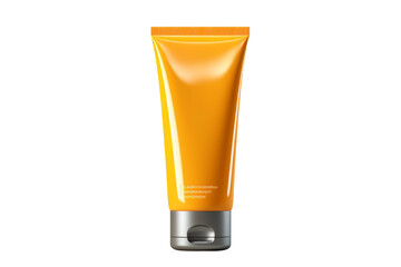 The Suns Shield: A Tube of Sunscreen Illuminated on a White Canvas. On a White or Clear Surface PNG Transparent Background.
