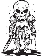 Dreadful Defender Zombie Knight Soldier Black Vector Design Shadowed Crusader Zombie Knight Soldier Black Emblem Logo