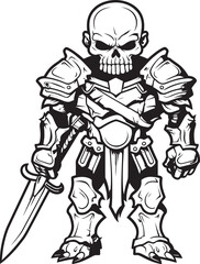 Ghostly Crusader Zombie Knight Soldier Black Vector Design Dark Warden Zombie Knight Soldier Black Emblem Logo
