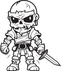 Doomed Defender Zombie Knight Soldier Black Vector Emblem Phantom Guardian Zombie Knight Soldier Black Logo Icon
