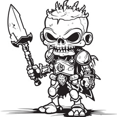 Wraith Warden Zombie Knight Soldier Black Vector Emblem Macabre Guardian Zombie Knight Soldier Black Logo Icon