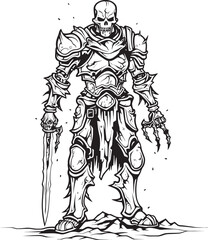 Doomed Defender Zombie Knight Soldier Black Emblem Logo Phantom Crusader Zombie Knight Soldier Black Icon Design