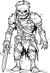 Graveyard Guardian Zombie Knight Soldier Black Logo Design Cursed Sentinel Zombie Knight Soldier Black Vector Emblem