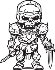Cursed Sentinel Zombie Knight Soldier Black Vector Emblem Necrotic Defender Zombie Knight Soldier Black Emblem Icon